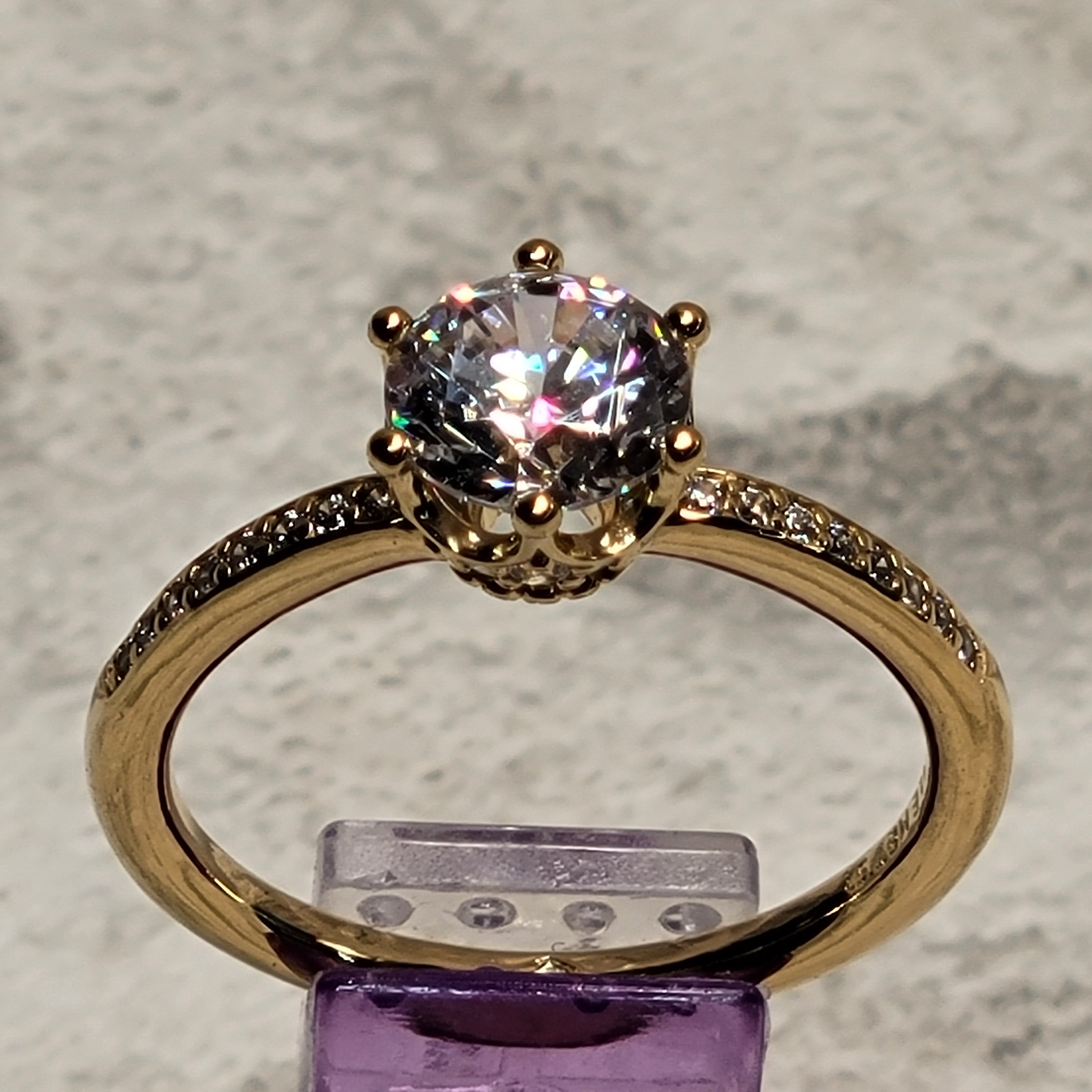 PANDORA Clear Sparkling Crown Solitaire Ring, Sz 6 (7834417758446)